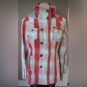 Hurley Red and Blue Plaid Utility Jacket